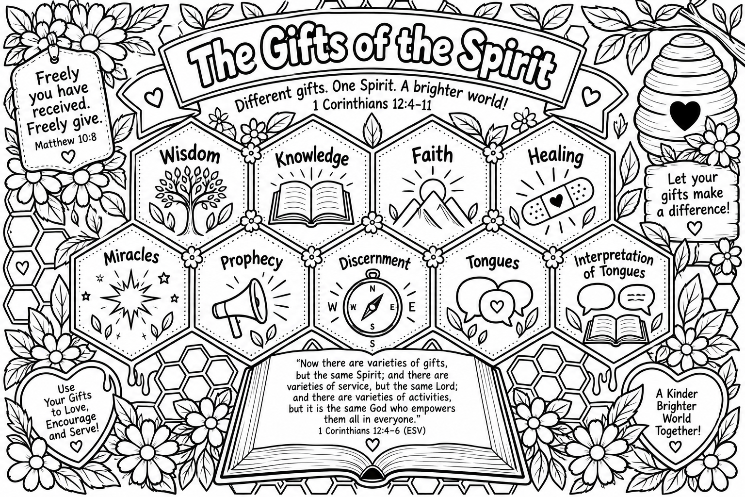 Gifts of the Spirit Scripture coloring page